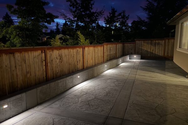 Stamped Patio with Lighting — concrete work by Cascade Concrete Works